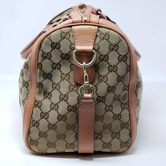 100% Auth Gucci Canvas Vintage Boston Satchel Bag - Picture 5 of 16